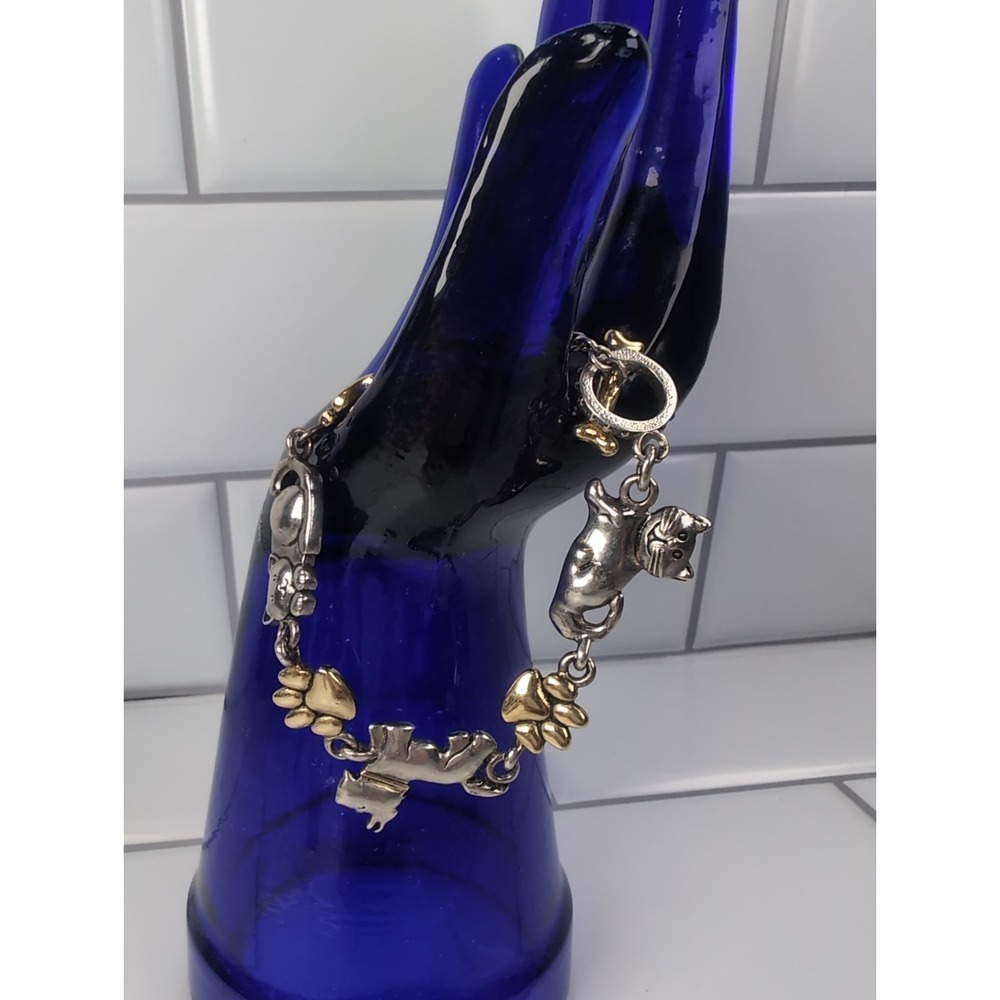 PD Dogs & Cats Silver Gold tone Toggle Chain Bracelet Costume Jewelry Fashion